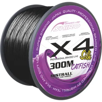 Pletená Šňůra Mistrall Shiro Catfish X4 Black 300m 0,70mm/62,5kg