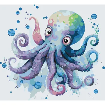 Malování podle čísel - Veselá chobotnice Velikost: 30x30cm, Rámování: Pouze srolované plátno