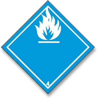 Značení ADR 4.3 - Látky vytvářející hořlaviny stykem s vodou - bílý plamen - samolepka 250 x 250 mm