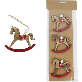 Vánoční dekorace Koník k zavěšení 3 ks D1746