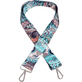 Kabelka Vyměnitelný popruh ke kabelce - Tyrkysový s listy, stříbrná spona