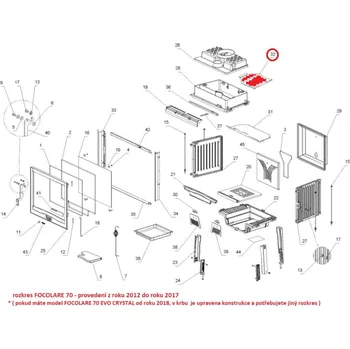 Krbová kamna La Nordica - náhradní horní nerezový deflektor Focolare 70
