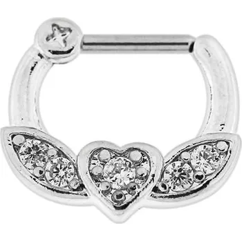 Piercing Piercingate Piercing do bradavky - srdce PBR00047 - Barva/Motiv: Čirá, Průměr kroužku: 10 mm, Průměr tyčky: 1,2 mm