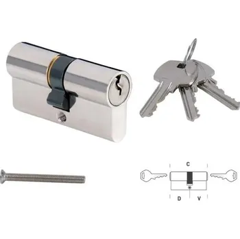 Vložka do dveří MP - Stavební cylindrická vložka 50S D 45 + V 45 mm ONS - Nikl broušený