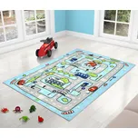 Dětský koberec, běhoun kusový 3D FOTOTISK MODRÁ AUTODRÁHA, 100x150cm