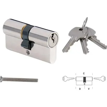 Vložka do dveří MP - Stavební cylindrická vložka 50S D 35 + V 45 mm ONS - Nikl broušený