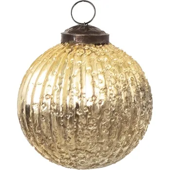 Vánoční ozdoba Zlatá skleněná vánoční ozdoba koule Emma – 7x7 cm