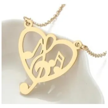 Náhrdelník AE production Náhrdelník HOUSLOVÝ KLÍČ - SRDCE zlatý