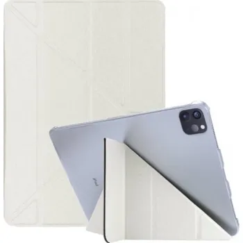 Pouzdro na mobilní telefon Hedvábné pouzdro s funkcí uspání a origami stojánkem pro iPad Pro 12,9" (2018-2022) - bílé