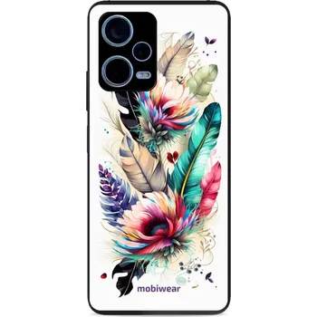 Pouzdro na mobilní telefon Lesklý kryt Mobiwear Glossy - Xiaomi Redmi Note 12 Pro 5G - G017G Pírka a květy (Prémiové lesklé pouzdro, obal, kryt Mobiwear Glossy na mobil Xiaomi Redmi Note 12 Pro 5G - G017G Pírka a květy, materiál Plast + TPU silikon - krytí po všech stranách,)