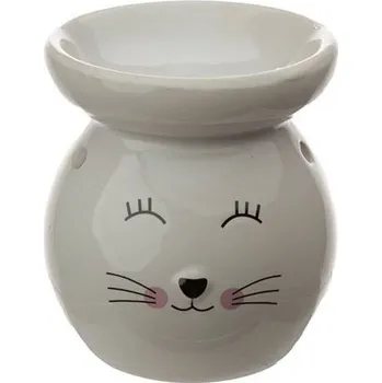 Aroma lampa Keramická aromalampa s kočkou - černá, bílá Barva: bílá