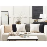 Sada 2 plyšových polštářů bílá polyester 45 x 45 cm glamour embosované chlupaté na zip obývák ložnice Beliani