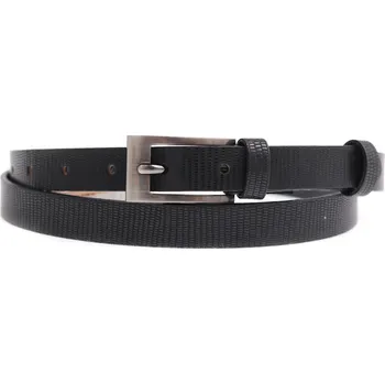 Opasek Dámský úzký kožený opasek Špongr 2052 černý tištěný Velikost = obvod pasu (cm): 90 cm