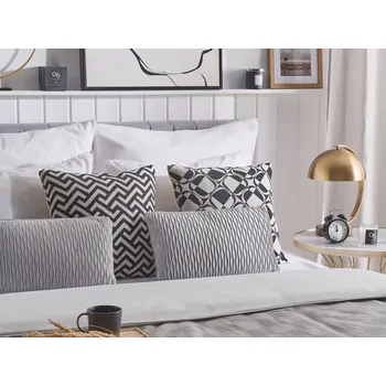 Polštář Dekorativní polštář šedý obdélníkový 30 x 50 cm s výplní, dekorativní doplňky: obývací pokoj, ložnice Beliani