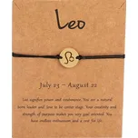 Náramek se znamením zvěrokruhu - provázkový pozlacený Lev