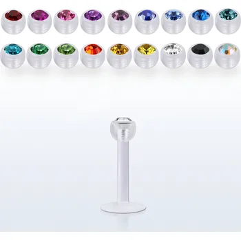 Piercing Piercingate Labreta s kamínkem PLA00285 - Barva/Motiv: Růžová, Délka tyčky: 10 mm