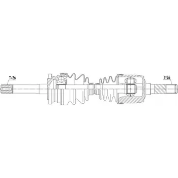 Poloosa kola Poloosa, Hnací hřídel MAZDA B2500 2.5D/2.5TD 4WD 99-, FORD RANGER 2.5/2.5TD 4WD 99- /LEVA,MTM/ NPW-MZ-067 NTY