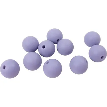 Dětské navlékací korálky Natana silikonové korálky pastelově fialové 12 mm 10 kusů