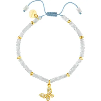 Náramek Pozlacený náramek z mosazi s mušlí a zirkony - AR535-5960