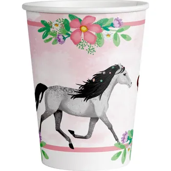 Jednorázové nádobí AMSCAN Papírové kelímky Koně Beautiful Horses 8ks 250ml