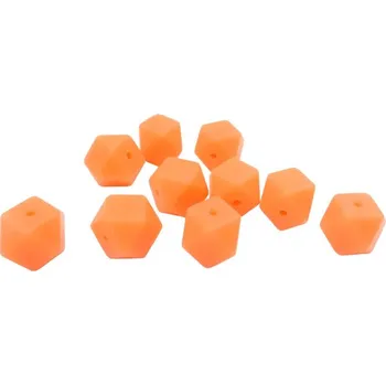 Dětské navlékací korálky Natana hranaté silikonové korálky oranžové 14 mm 10 kusů