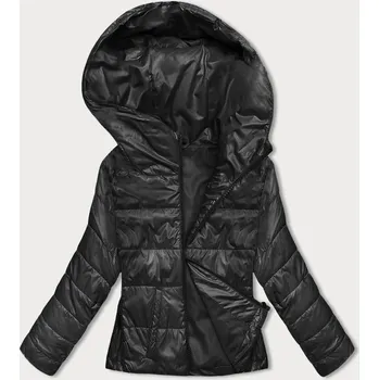 Krátká černá dámská bunda s kapucí (B8187-1) odstíny černé L (40)