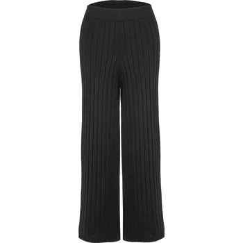 Dámské kalhoty ŠIROKÉ ÚPLETOVÉ KALHOTY ČERNÉ Only