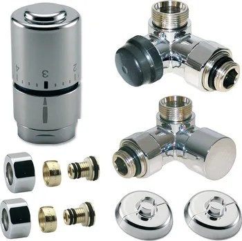 Radiátor KIT klasik koupelnový OPTIMA - úhlový - 1/2˝xM24, Cu 15x1mm, chrom IVAR.DV 016028