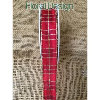 Stuha Stuha kostka s drátkem 25mm x 20m bordó / červená