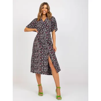 Dámské šaty Elegantní černé šaty Rue Paris s kvítky EU velikost: S/M