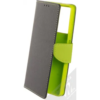 Pouzdro na mobilní telefon 1Mcz Fancy Book flipové pouzdro pro Xiaomi Redmi Note 12 Pro 5G, Poco X5 Pro modrá limetkově zelená (blue lime)