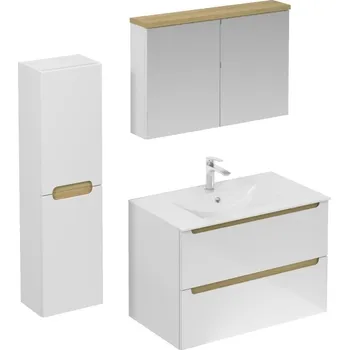 Nábytek Koupelnová sestava s umyvadlem včetně umyvadlové baterie, vtoku a sifonu Naturel Stilla bílá lesk KSETSTILLA004