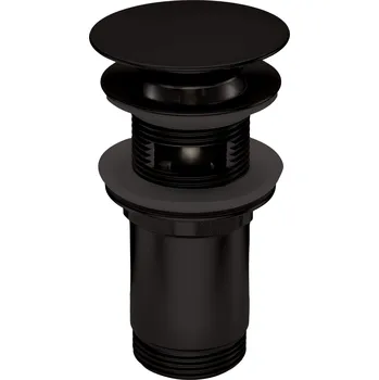 sítko a zátka do dřezu Deante Click-Clack, univerzální umyvadlová odtoková zátka s kovovým pouzdrem, černá matná, DEA-NHC_N10U