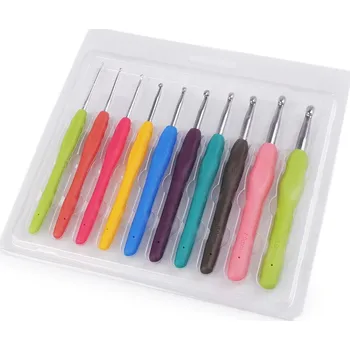 Sada háčků na háčkování se silikonovou rukojetí, barva mix