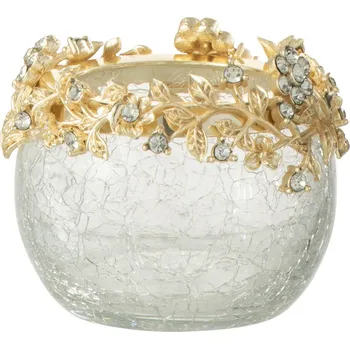 Svícen Transparentní svicen na čajovou svíčku se zdobením a kamínky Volve S - Ø 6,5*6,5 cm