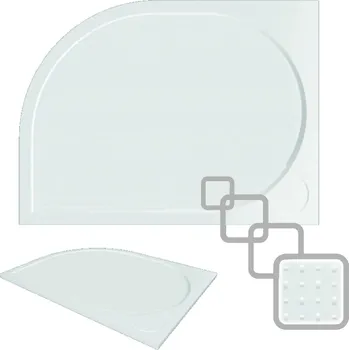 Sprchová vanička Hopa Laka Čtvrtkruhová sprchová vanička 120x80x3 cm, R550, pravá, bílá, VANKCCTVRT1280P