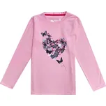 DÍVČÍ TRIČKO S DLOUHÝM RUKÁVEM SE SRDÍČKEM Z MOTÝLKŮ Velikost: 98, Barva: Růžová