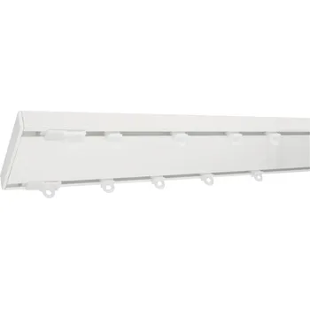 Garnýž Kovovégarnýže.cz Kolejnice Mallorca bílá lesklá Délka: 351-400cm, Uchycení látky: jezdec s kovovou žabkou