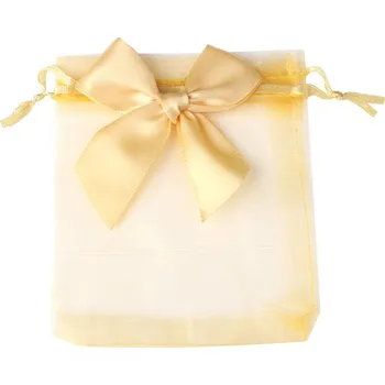 Zahradní dekorace Malé dárkové pytlíčky z organzy s mašličkou (9 x 12 cm) Rozměry: 10 ks, Barva: 3 žlutá