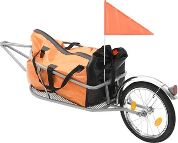 vozík za kolo vidaXL Přívěsný vozík za kolo s taškou oranžový/černý