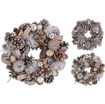 Vánoční dekorace Vánoční dekorace věnec, 24 cm přírodní, mix barev