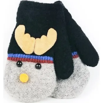 Rukavice Dětské veselé rukavice černé se sobikem