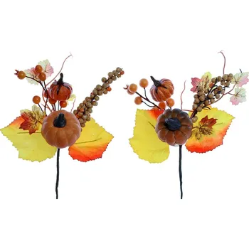 umělá květina Podzimní větvička dýně, 27 cm, mix druhů (137296 001 ART18268 větvička podzim mix)