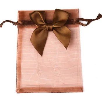 Zahradní dekorace Malé dárkové pytlíčky z organzy s mašličkou (9 x 12 cm) Rozměry: 20 ks, Barva: 8 hnědá