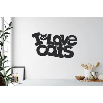 Samolepící dekorace Lepy.cz Samolepka na zeď Miluju kočky Velikost (šířka x výška): 30x17cm, Barevná varianta: Světle oranžová