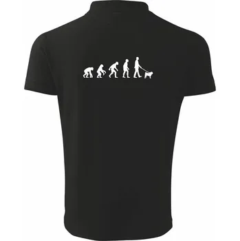 Pánská košile Evoluce pes Mops (muž-žena) - Polokošile pánská Pique Polo 203 - 5XL ( Černá )