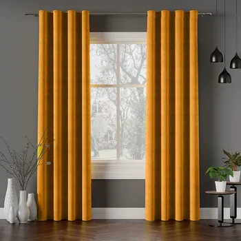 Závěs Závěsy z kvalitního velurového materiálu barva hořčicová Holland (SSIC)