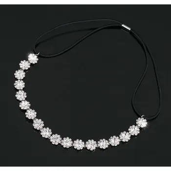 Čelenka B-TOP Čelenka do vlasů s krystaly Flower - černá/stříbrná