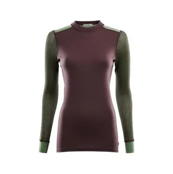 Dámské tričko Aclima WoolNet Hiking Crew Neck Women Fudge / Dill / Olive Night fialová XL