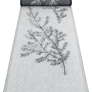 ubrus Lapuan Kankurit Lněný běhoun Havu 46x150, šedo-černý